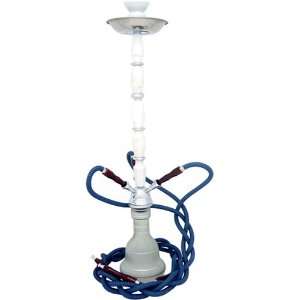  Cylo III   Large 3 Hose White Marble Hookah with Case 