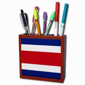  Costa Rica Flag Mahogany Wood Pencil Holder Office 