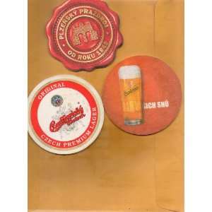 Three Cardboard Czech Beer Coasters (Plzensky Prazdroj/Pilsner Urquell 
