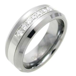 Stunning Tungsten Carbide 0.35 Carat CZ Inlaid Band Ring Size 9 13 