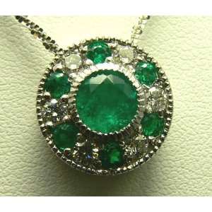  Mesmerizing Colombian Emerald Circular Pendant 2.20tcw 