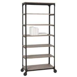    Arteriors Faust Iron/Wood Rolling Shelving Unit Furniture & Decor