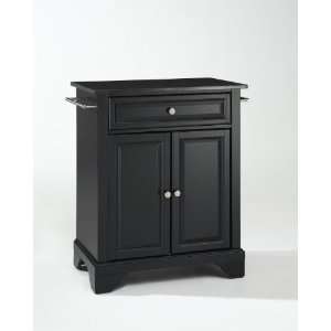   Granite Top Portable Kitchen Island in Black Finish Furniture & Decor