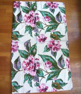 VINTAGE 1950s FLORAL CURTAIN FABRIC UPHOLSTRY FABRIC RED PINK GREENS 
