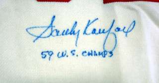 Sandy Koufax Autographed Signed M&N Home Dodgers Jersey Champs PSA/DNA 