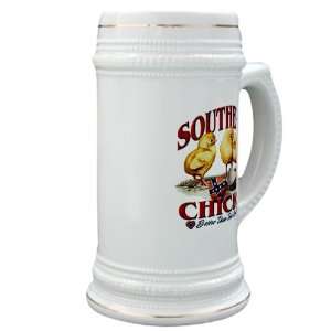 Stein (Glass Drink Mug Cup) Rebel Flag Southern Chicks Better Than the 