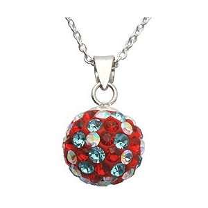  Pendant with 16 silver chain   8MM Rainbow mix colours  bling bling 