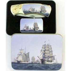  Sailing Ships Collectable Yacht Pocket knife and Lighter 