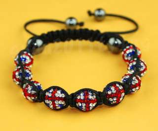 HOT National flag 10MM Czech crystal disco ball Shamballa bracelets 