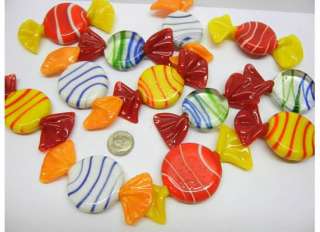 Lot of 4 Jumbo Art Glass Murano Candy Yellow Red Hard Candies Easter 