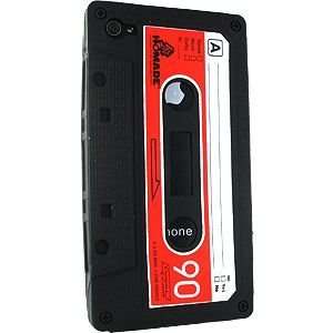  Apple iPhone 4 Silicone Cassette Tape Style Case (Black 