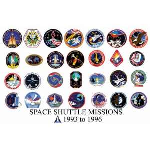  Space Shuttle Mission Insignia Print   1993 to 1996 