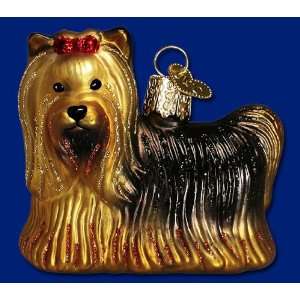  Old World Christmas Yorkie Dog Glass Ornament #12151