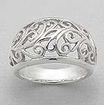 925 Sterling Silver Wide Filigree Scroll Ring Band  