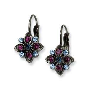  Purple, Light & Dark Blue Crystal Flower Earrings Jewelry