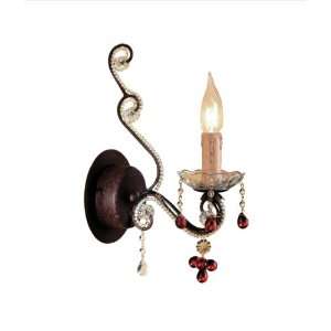 Crystorama Paris Flea Wall Sconce Adorned with Amber Colored Murano 