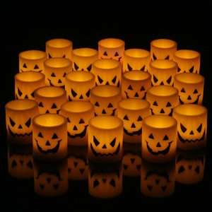   Flickering Jack O Lantern Face LED Halloween Wax Voti