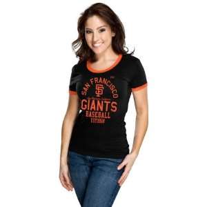  San Francisco Giants Womens Nike Black Cooperstown Ringer T Shirt 