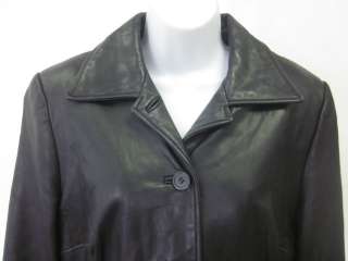 DANIER Black Leather Button Down Jacket Coat Sz 10 12  