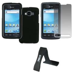 Samsung Rugby Smart I847 Rubberized Case Cover (Black) + Mini Folding 