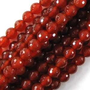 8mm faceted carnelian agate round beads 8 strand 