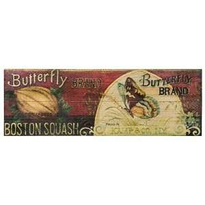  Distressed Wood Panel Boston Squash Sign, Handpainted in 