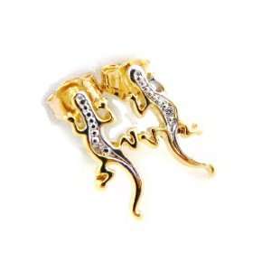  Earrings plated gold Salamandre white. Jewelry
