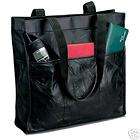 Black Large Leather Shopping Travel Tote Diaper Bag NEW