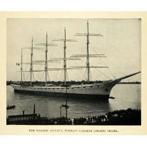  1913 Print Worlds Largest Sailing Vessel France Barque 