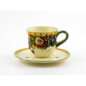  Hand Painted Italian Ceramic Tea Cup & Saucer Toscana 