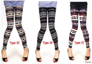 NEW Women Wool Blend Nordic Patterns Thermal Fall Knitted Leggings 