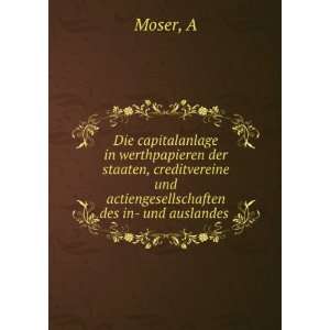   actiengesellschaften des in  und auslandes A Moser  Books