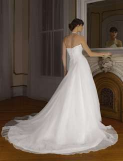 Decent White Halter Chiffon Wedding Dress Custom made  