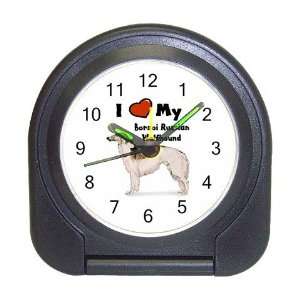  I Love My Borzoi Russian Wolfhound Travel Alarm Clock 