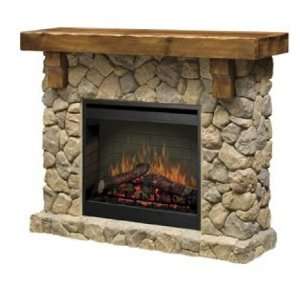   Fireplace with a Man made Stone and Hand hewn Pine Mantel Home