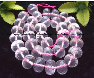 cut 15x11mm clear rose quartz rondelle loose Beads 15  