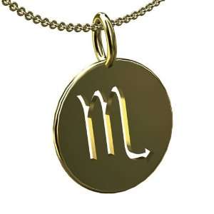  Scorpio Zodiac Sign 14K Yellow Gold Charm Pendant Necklace 