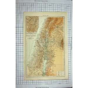  BACON MAP 1894 PALESTINE DEAD SEA HIGHLANDS JUDEA