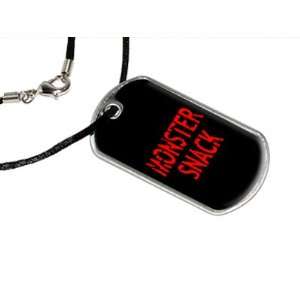  Monster Snack   Military Dog Tag Black Satin Cord Necklace 