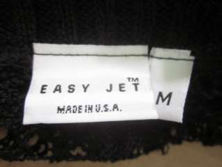 EASY JET Black Short Sleeve Knit Open Sweater Top Sz M  