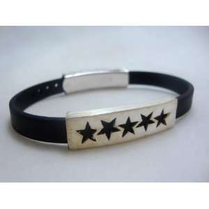  Stars Steel and Rubber Bracelet 