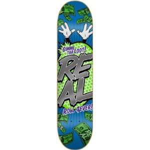  Real Gimme Tha Loot Skateboard Deck   8.0 Blue Sports 