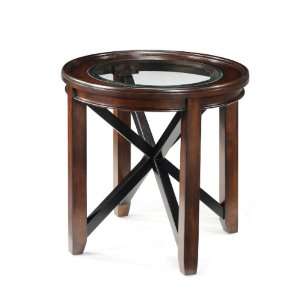    Magnussen Axial Wood and Glass Oval End Table