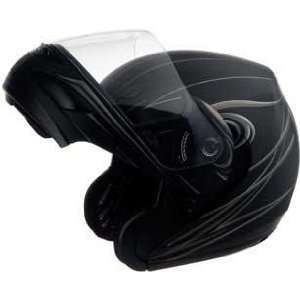  G Max GM44 Derk Helmet , Color Flat Black/Silver, Size 