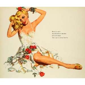  1954 Print Pinup Girl Roses are Red Poem Esquire Model 