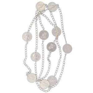  60 Coin Necklace In Silver Tone with Matte Finish Cora 