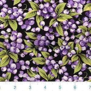  45 Wide Farmers Market Blueberries Black Fabric By The 