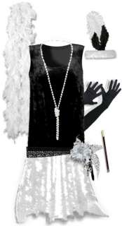 Black / White Roaring 20s PLUS SIZE Flapper Dress Halloween Costume 