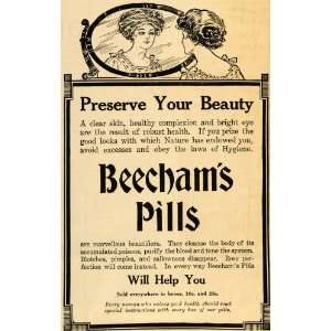  1911 Ad Beechams Pills Preserve Beauty Skin Complexion 