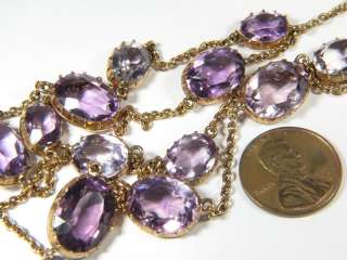 ANTIQUE ENGLISH 9K GOLD AMETHYST RIVIERE CHAIN NECKLACE  